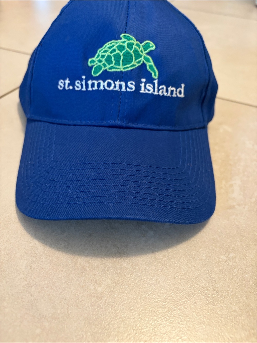 St. Simons Island Blue Hat with Green Turtle Embroidery